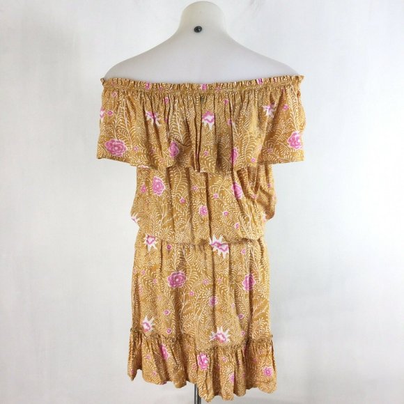 Beachgold Dress Bali Floral Tiered Ruffle Marigold - Picture 4 of 11
